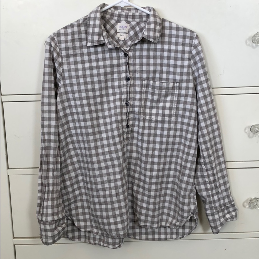 J Crew Gray Gingham Shirt